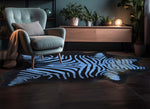 Navy Zebra Cowhide Rug - Medium
