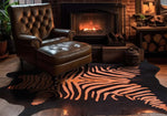 Orange Zebra Cowhide Rug - Medium