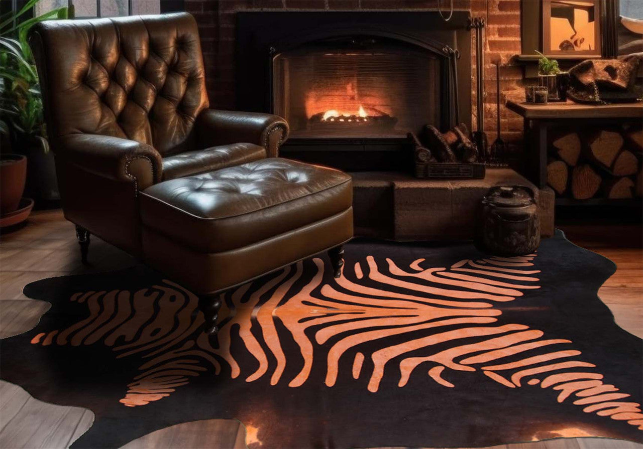Orange Zebra Cowhide Rugs
