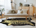 Lemon Zebra Cowhide Rug - Large