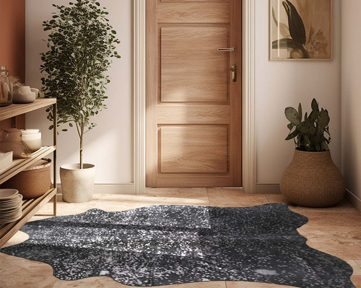 Graphite Specked Black Cowhide Rugs