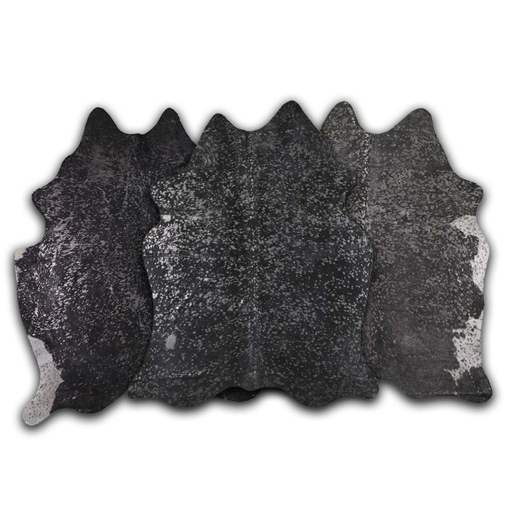 Graphite Specked Black Cowhide Rug - Large