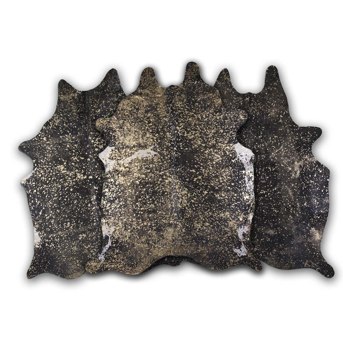 Gold Specked Black Cowhide Rugs
