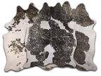 Gold Specked Black & White Cowhide Rug - Medium