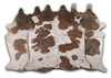 Gold Specked Brown & White Cowhide Rug - Large