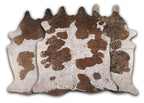 Gold Specked Brown & White Cowhide Rug - Large
