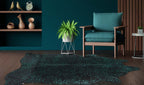 Green Specked Black Cowhide Rug - Medium