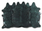 Green Specked Black Cowhide Rug - Large