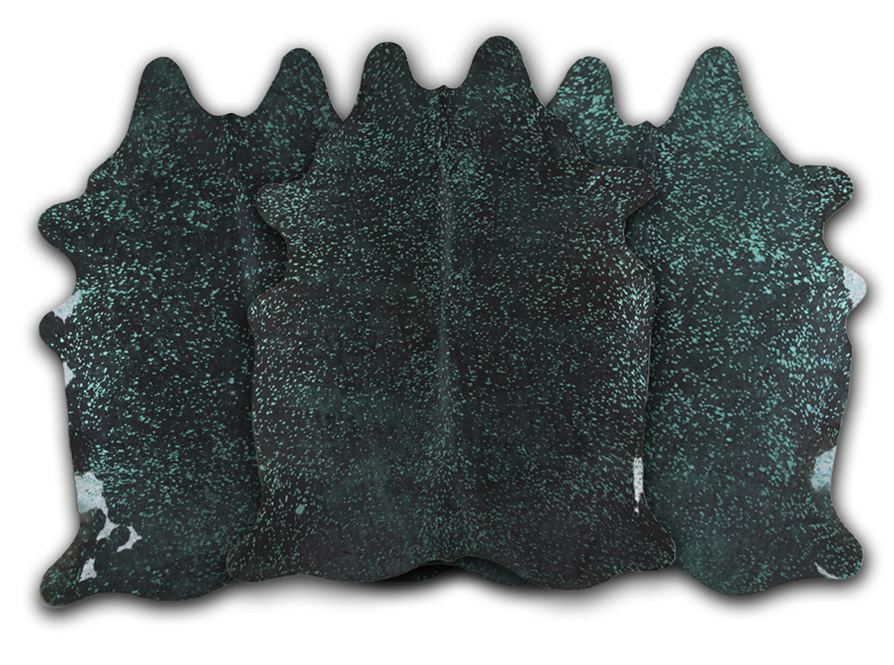 Green Specked Black Cowhide Rug - Large