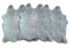 Green Specked White Cowhide Rug - Medium