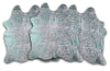 Green Specked White Cowhide Rug - Large