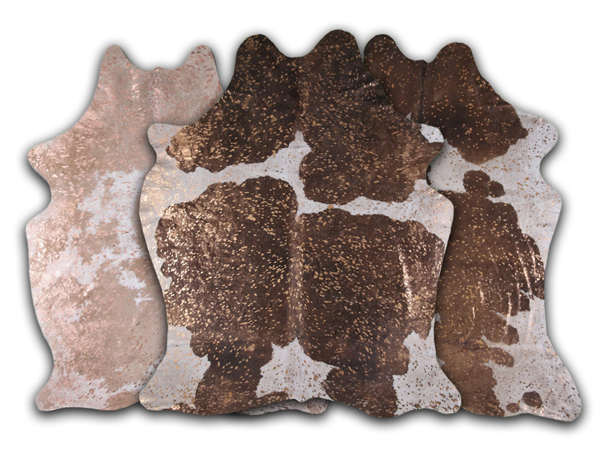 Rose Specked Brown & White Cowhide Rugs