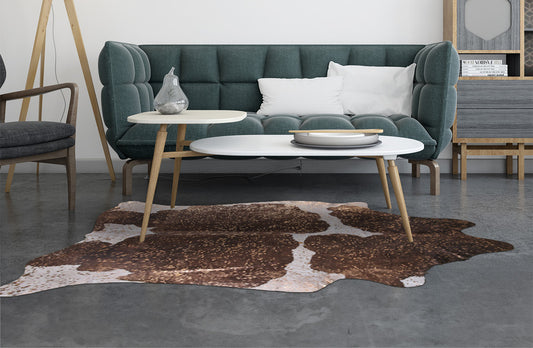 Rose Specked Brown & White Cowhide Rugs