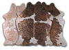 Rose Specked Brown & White Cowhide Rug - Large