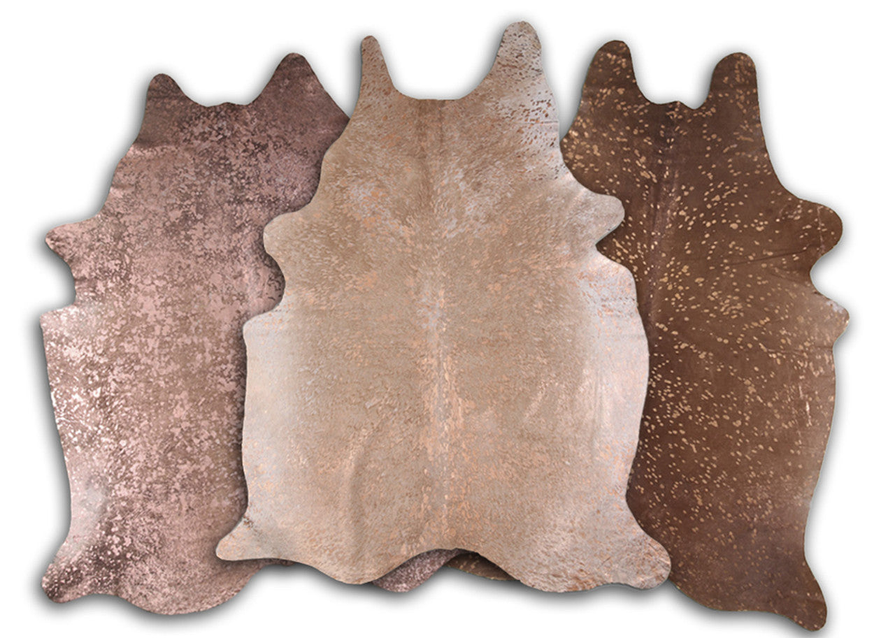 Rose Specked Brown Cowhide Rug - Medium