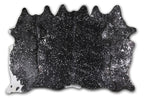Silver Specked Black Cowhide Rug - Medium