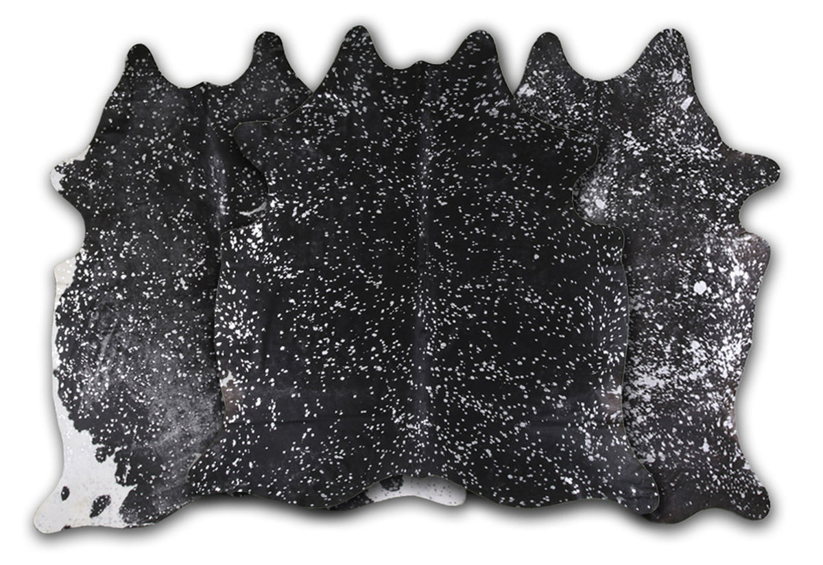 Silver Specked Black Cowhide Rugs