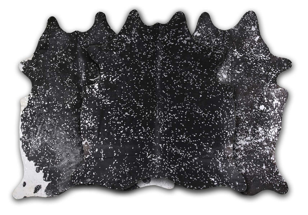 Silver Specked Black Cowhide Rug - Large