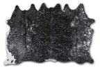 Silver Specked Black Cowhide Rug - Large