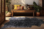 Silver Specked Black Cowhide Rug - Large