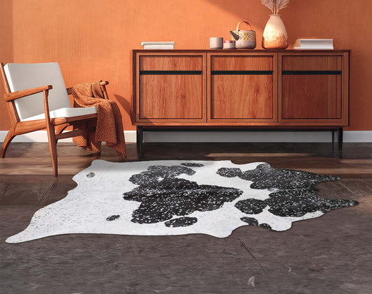 Silver Specked Black & White Cowhide Rugs