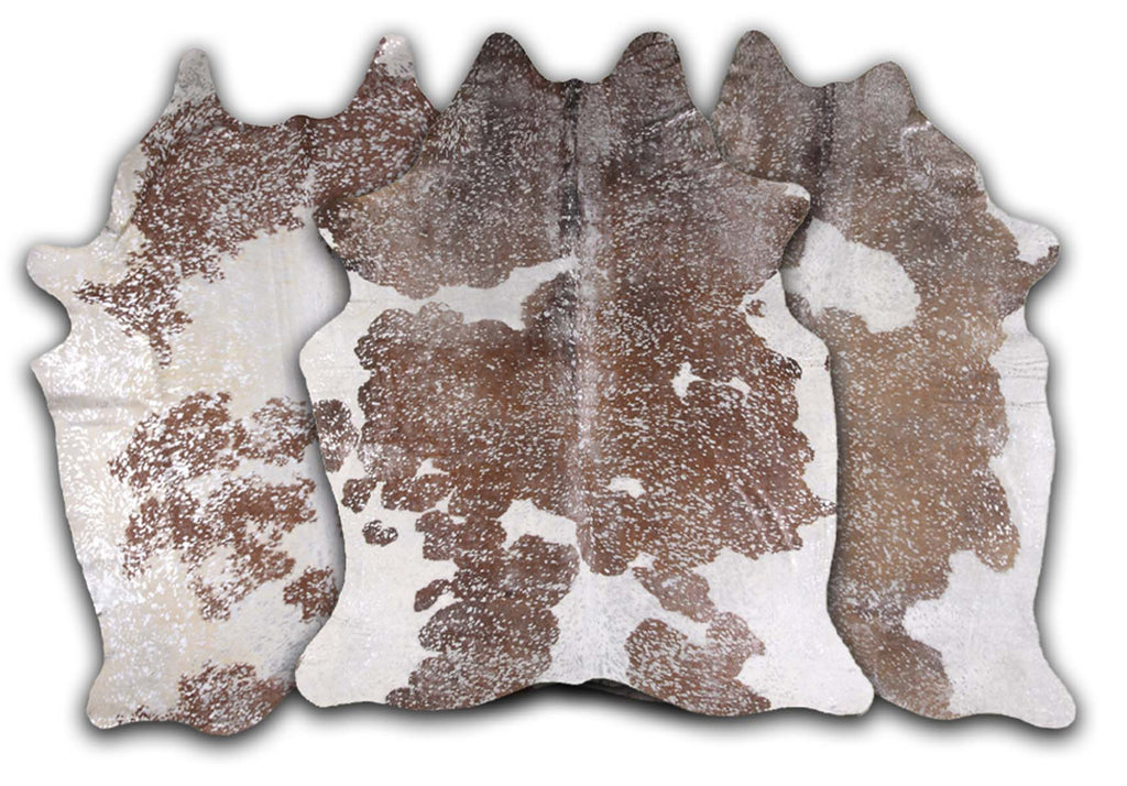 Silver Specked Brown & White Cowhide Rugs