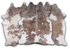 Silver Specked Brown & White Cowhide Rug - Medium