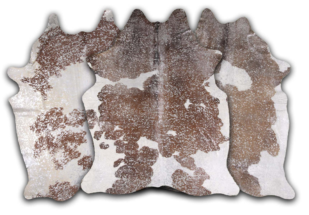 Silver Specked Brown & White Cowhide Rugs