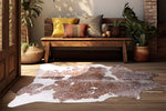 Silver Specked Brown & White Cowhide Rug - Medium