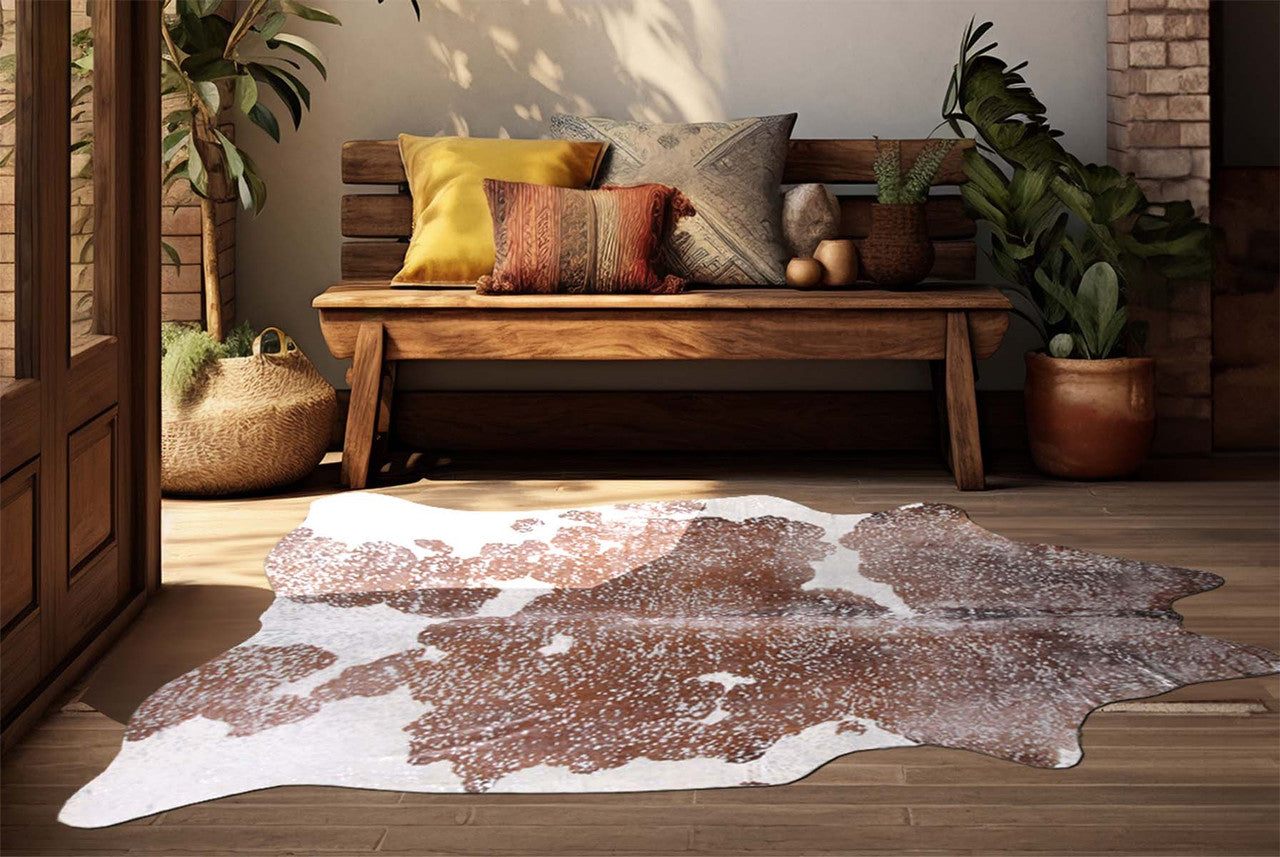 Silver Specked Brown & White Cowhide Rugs