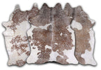 Silver Specked Brown & White Cowhide Rug - Large