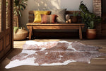 Silver Specked Brown & White Cowhide Rug - Large