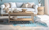 Distressed Aqua Zebra Cowhide Rug - Medium