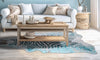 Distressed Aqua Zebra Cowhide Rug - Large