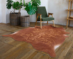 Etched Filigree Brown Cowhide Rug - Medium