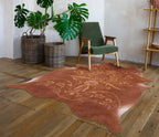 Etched Filigree Brown Cowhide Rug - Large