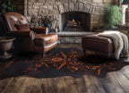 Etched Filigree Black Cowhide Rug - Large
