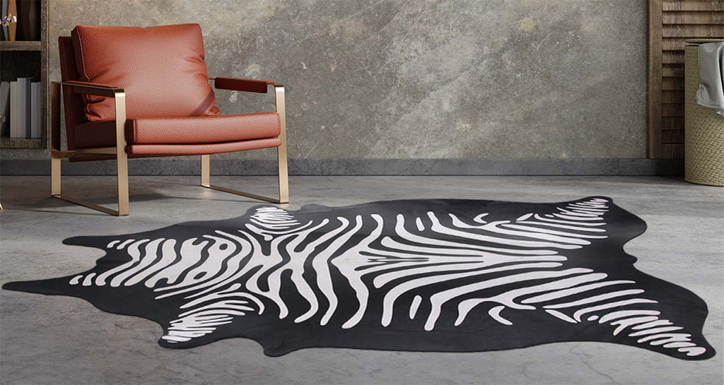 Zebra Printed Cowhide Rug