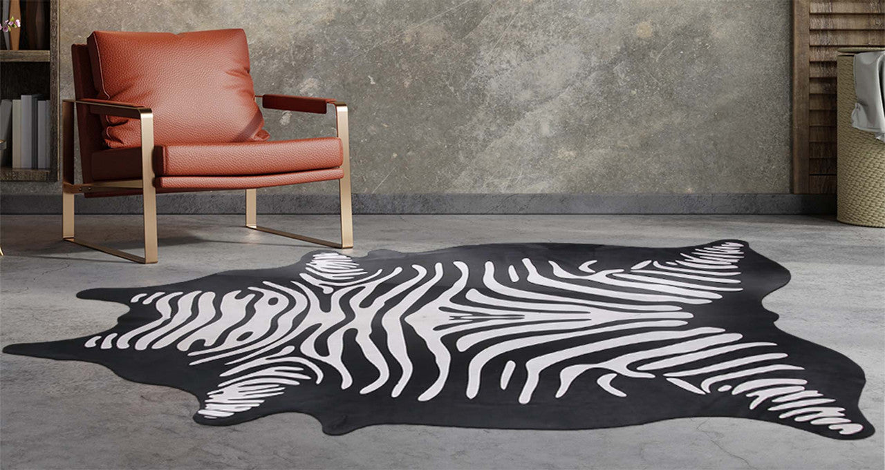 Zebra Printed Cowhide Rug