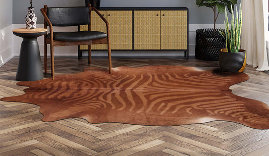 Printed Brown Zebra Cowhide Rugs
