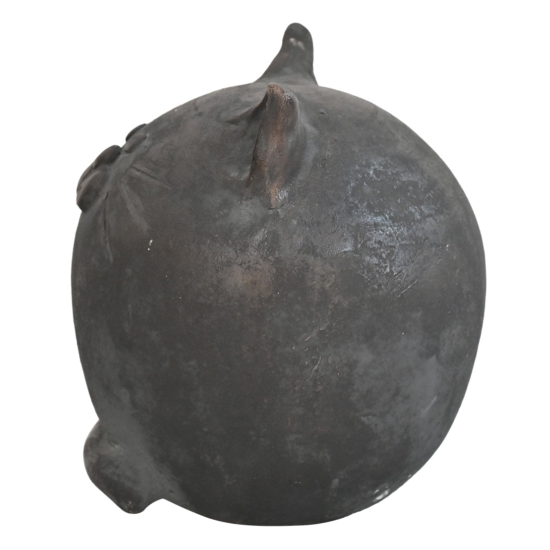 Bubbly Black Cat Clay Sculpture