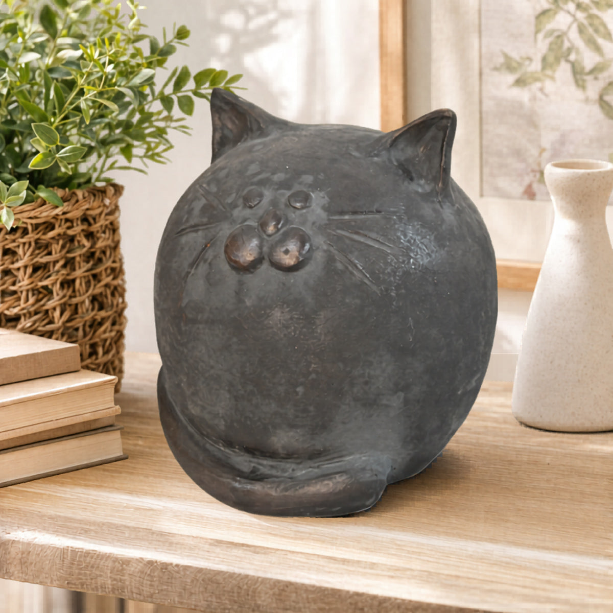 Bubbly Black Cat Clay Sculpture
