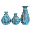 Turquoise Fronds Clay Pots - Set of 3