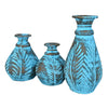 Turquoise Fronds Clay Pots - Set of 3