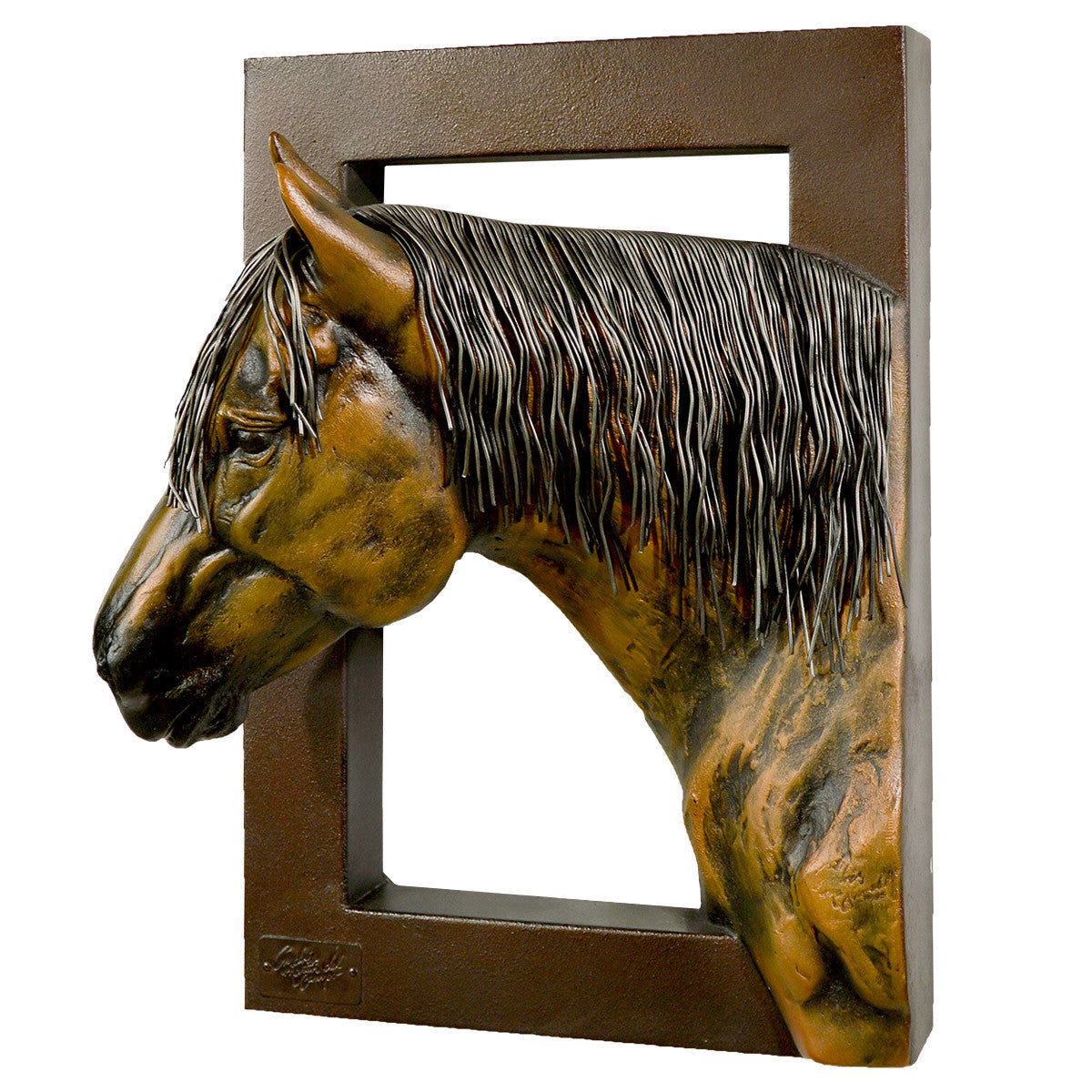 Golden Left Facing Horse Wall Sculpture