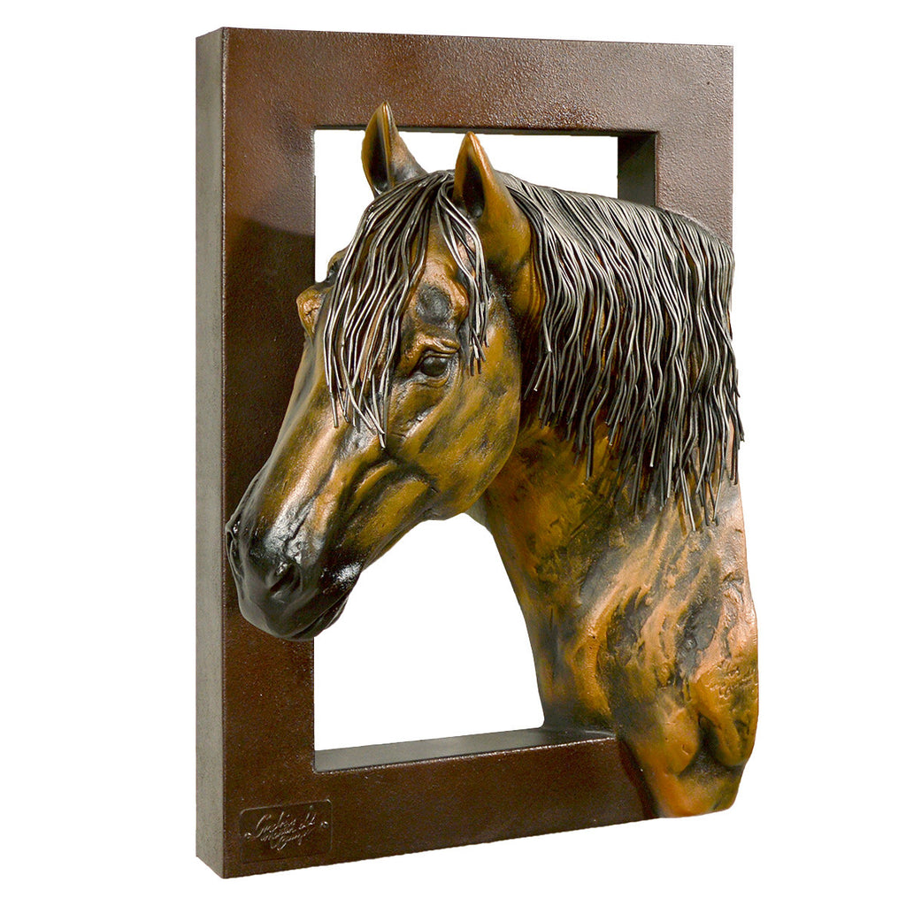 Golden Left Facing Horse Wall Sculpture