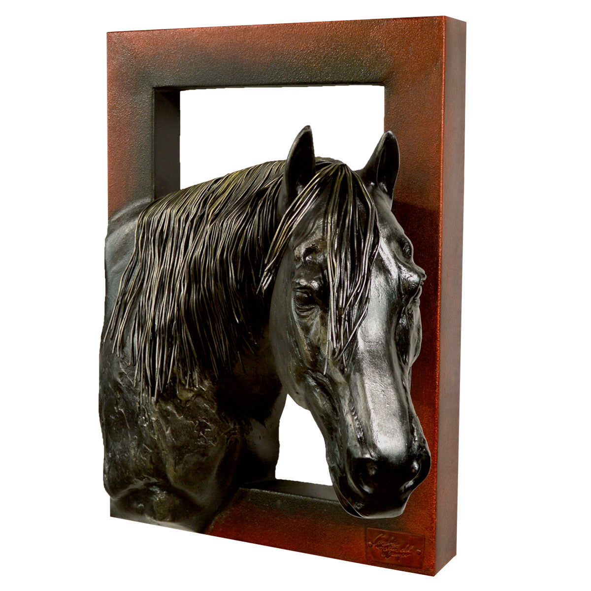 Right Facing Black Horse Head Wall Sculpture