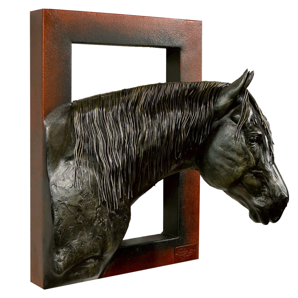 Right Facing Black Horse Head Wall Sculpture