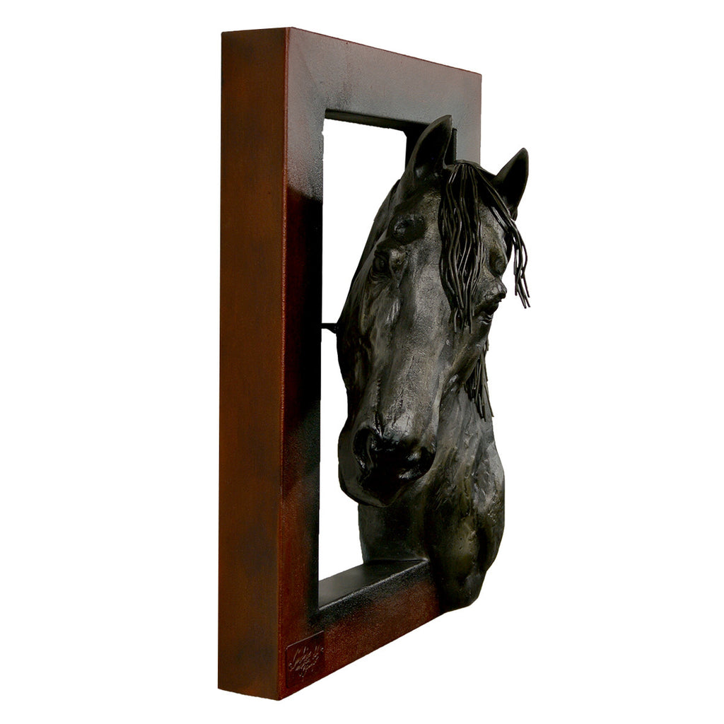 Left Facing Black Horse Head Wall Sculpture