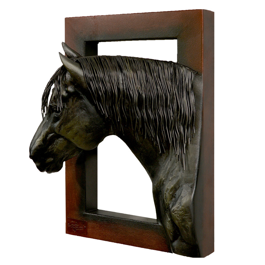 Left Facing Black Horse Head Wall Sculpture